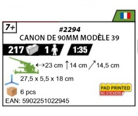 COBI 2294 - 90 MM CANNON MODEL 39