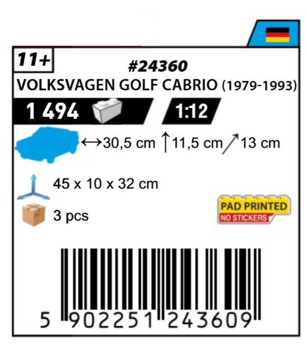 COBI 24360 - VOLKSWAGEN GOLF CABRIOLET