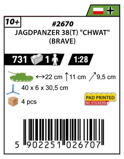 COBI 2670 - JAGDPANZER 38(t) "CHWAT" (BRAVE)