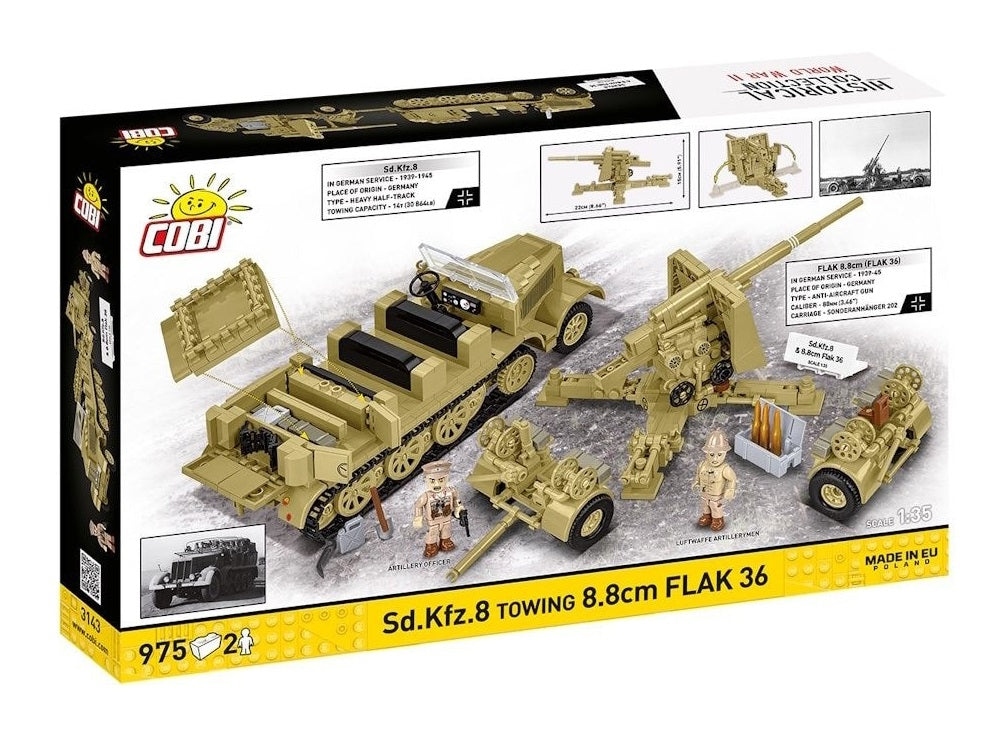 COBI 3143 - SD.KFZ.8 TOWING 8.8CM FLAK 36 (PRE-COMMANDE)