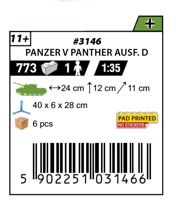 COBI 3146 - PANZER V PANTHER AUSF.D (PRE-COMMANDE)