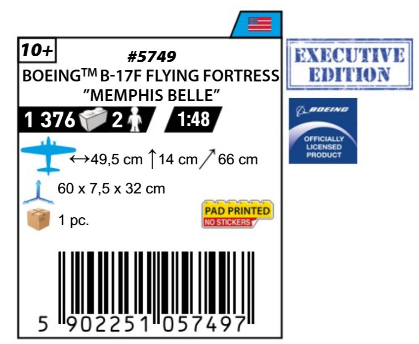 COBI 5749 - BOEING B-17F FLYING FORTRESS "MEMPHIS BELLE" Executive Edition